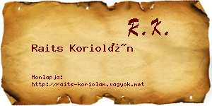 Raits Koriolán névjegykártya